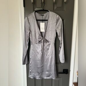 Zara Silver Long Sleeve Dress